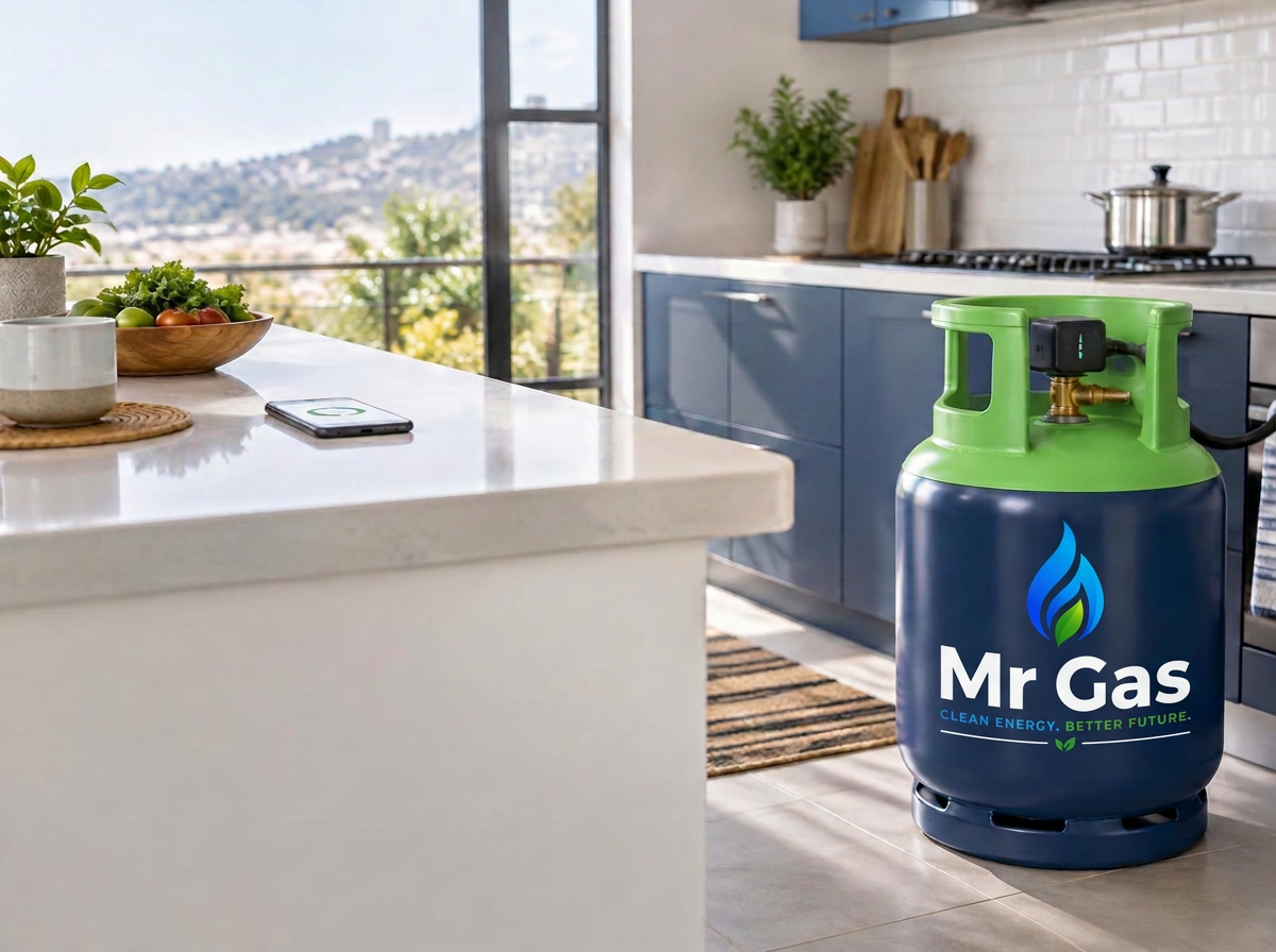 Smart LPG cylinder in a modern kitchen